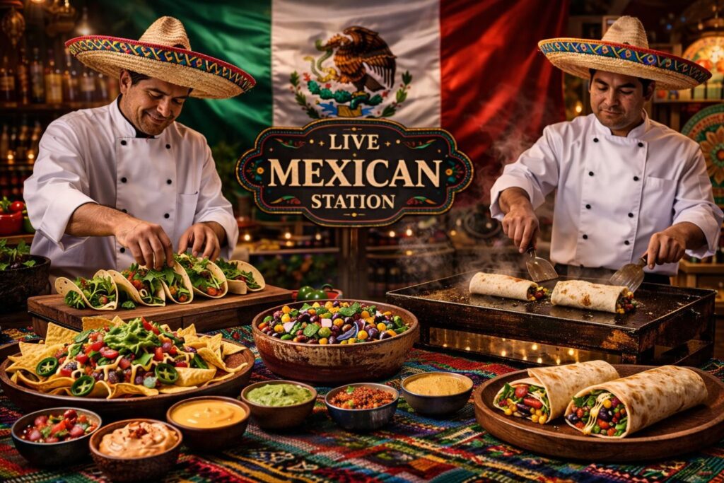 Mexican food in wedding buffet