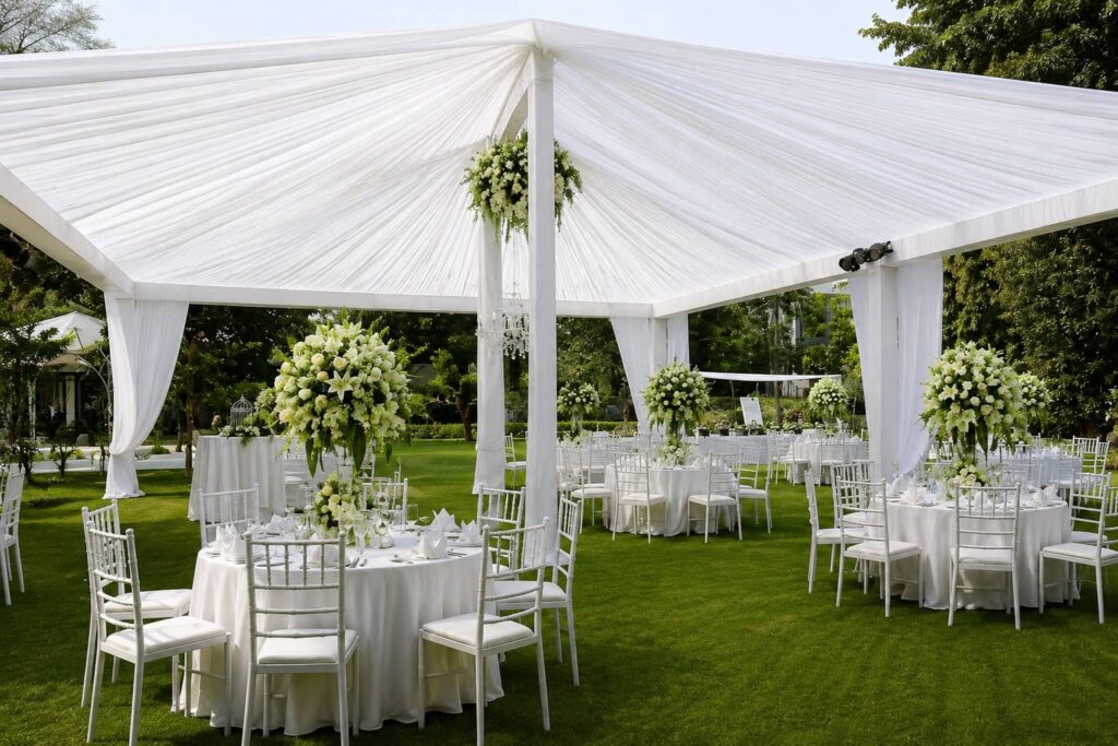 Luxury wedding catering setup in Delhi Cantt by Mehar Caterers