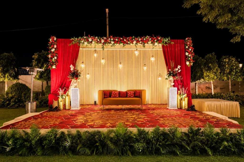 Wedding stage decoration at Rockview Officer Mess Delhi Cantt